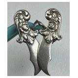 925 Silver Silver Scimitar Sword Screwback Earring
