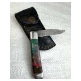 Damascus Steel Fixed Blade Knife w/ Sheath