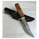 Damascus Steel Fixed Blade Knife w/ Sheath