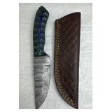 Damascus Steel Fixed Blade Knife w/ Sheath