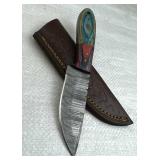 Damascus Steel Fixed Blade Knife w/ Sheath