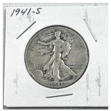 1941-S Walking Liberty Silver Half Dollar, US 90%