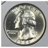1959 Silver Washington Quarter, Gem BU 90%