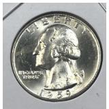1959 Silver Washington Quarter, Gem BU 90%