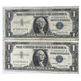 (2) 1957A US $1 Silver Certificates, Blue Seal