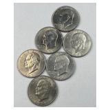 (6) 1971-1972 Eisenhower 'Ike' Dollars AU-UNC
