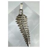 925 Silver Fern Leaf Round Solitaire Zirconia Pend