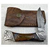 Damascus Steel Fixed Blade Knife w/ Sheath