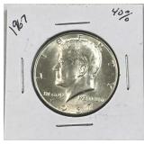 1967 JFK 40% Silver Half Dollar, US w/ Luster
