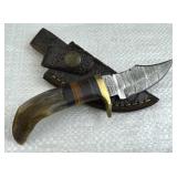 Damascus Steel Fixed Blade Knife w/ Sheath