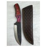 Damascus Steel Fixed Blade Knife w/ Sheath