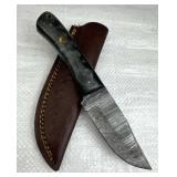 Damascus Steel Fixed Blade Knife w/ Sheath