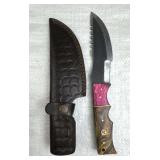 Damascus Steel Fixed Blade Knife w/ Sheath