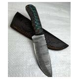 Damascus Steel Fixed Blade Knife w/ Sheath