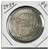 1929-34 Morocco Silver 10 Francs, XF/AU .680