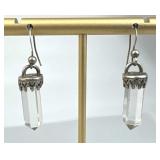 925 Silver Clear Quartz Crystal French Wire Earrin