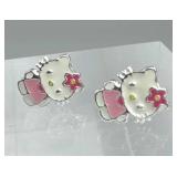 925 Silver Petite 'Hello Kitty' Post Earrings