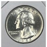 1959 Silver Washington Quarter, Gem BU 90%