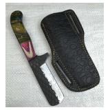 Damascus Steel Fixed Blade Knife w/ Sheath
