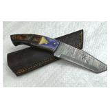 Damascus Steel Fixed Blade Knife w/ Sheath