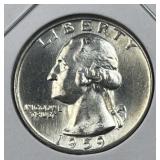 1959 Silver Washington Quarter, Gem BU 90%