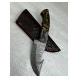Damascus Steel Fixed Blade Knife w/ Sheath