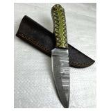 Damascus Steel Fixed Blade Knife w/ Sheath