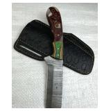 Damascus Steel Fixed Blade Knife w/ Sheath