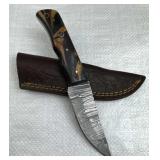 Damascus Steel Fixed Blade Knife w/ Sheath