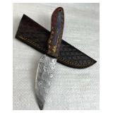 Damascus Steel Fixed Blade Knife w/ Sheath