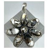925 Silver Large Wild Horse Stone Flower Pendant