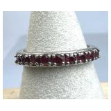 925 Silver D'Joy Red Ruby Gemstone Band Ring