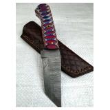 Damascus Steel Fixed Blade Knife w/ Sheath