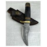 Damascus Steel Fixed Blade Knife w/ Sheath