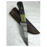 Damascus Steel Fixed Blade Knife w/ Sheath