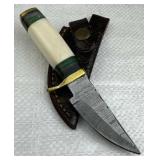 Damascus Steel Fixed Blade Knife w/ Sheath