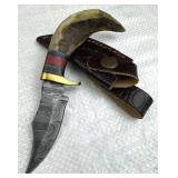 Damascus Steel Fixed Blade Knife w/ Sheath