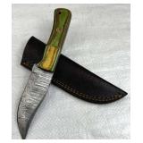 Damascus Steel Fixed Blade Knife w/ Sheath