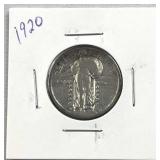 1920 Standing Liberty Silver Quarter, US 25c 90%