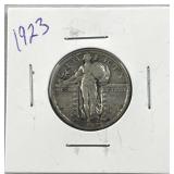 1923 Standing Liberty Silver Quarter, US 25c 90%