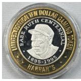 3/5ths Oz Silver Strike Casino Token, Babe Ruth