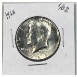 1966 JFK 40% Silver Half Dollar, Nice Luster, UNC