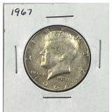 1967 JFK 40% Silver Half Dollar, About Uncirc.