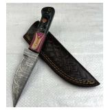 Damascus Steel Fixed Blade Knife w/ Sheath