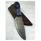 Damascus Steel Fixed Blade Knife w/ Sheath