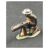 c. 1930s Lead Lewis Gunner Tin Top Toy Soldier