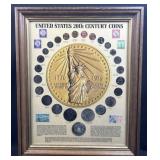 US 20th Century Coins Wood Framed 90% Set