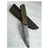 Damascus Steel Fixed Blade Knife w/ Sheath