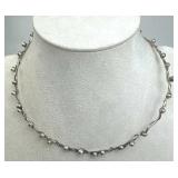 925 Silver Artisan Made Wire & Bead Collar Necklac