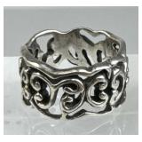 925 Silver Wavy Edged Open Filigree Band Ring